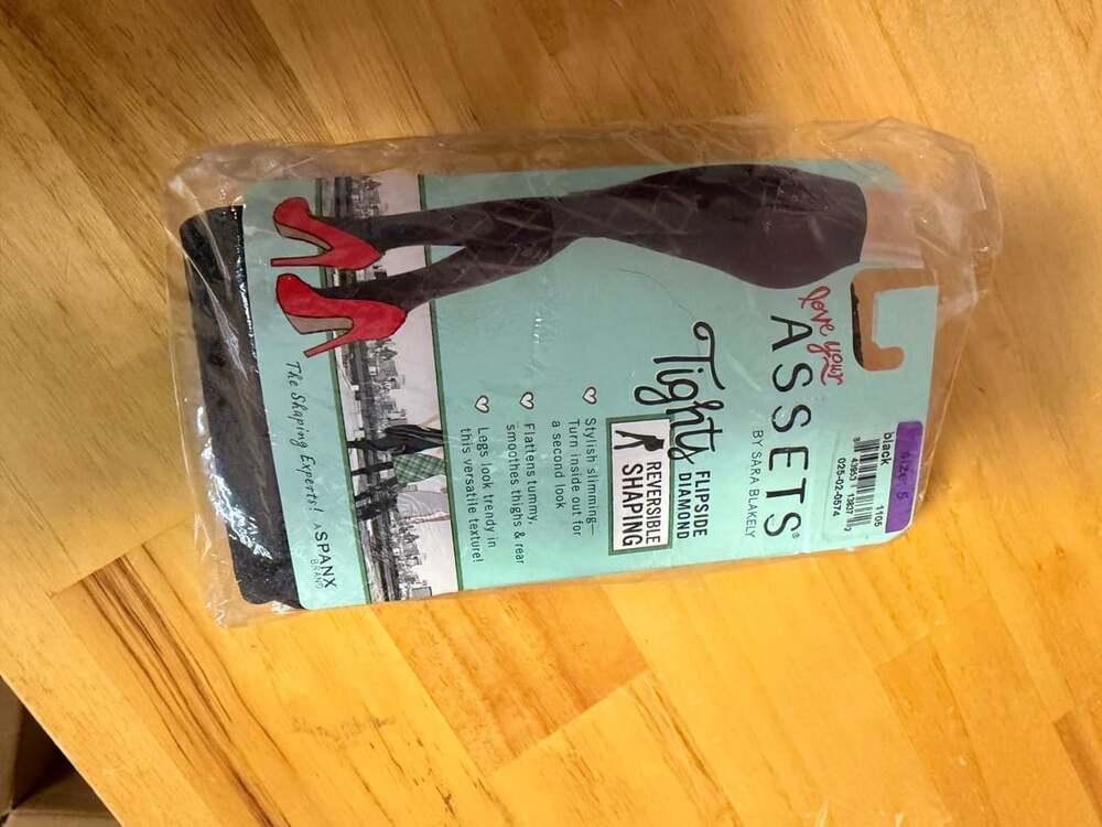 Assets by Sara Blakely Flipside Diamond Shaping Tights Size S Black
